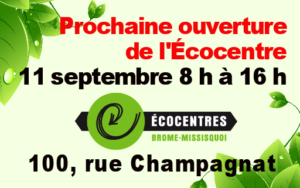 Prochaine ouverture de l'Écocentre Bedford prévue le 11 septembre